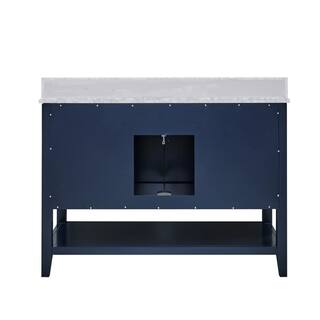 Home Decorators Collection Sturgess Open Shelf 49 in. W x 22. D x 35. H Vanity in Navy Blue with White Marble Vanity Top 19111S-VS49C-NB