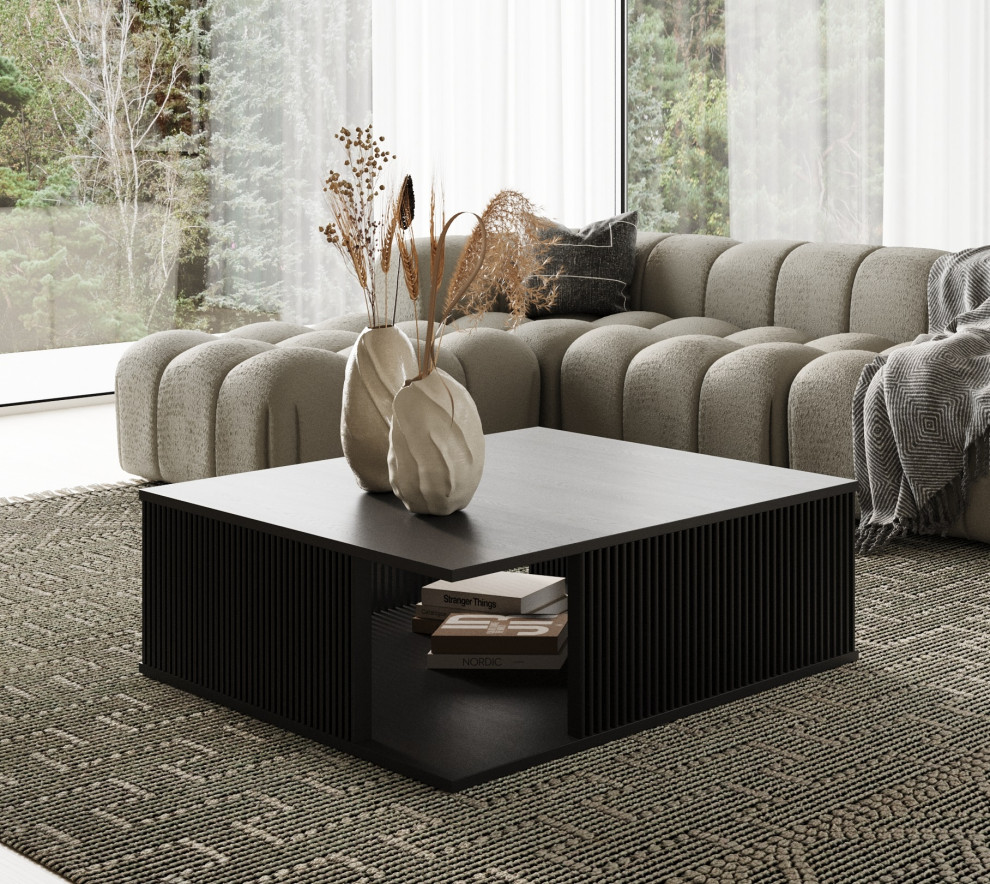 Modrest Alpine Modern Mid Century Black Ash Square Coffee Table   Transitional   Coffee Tables   by Vig Furniture Inc.  Houzz