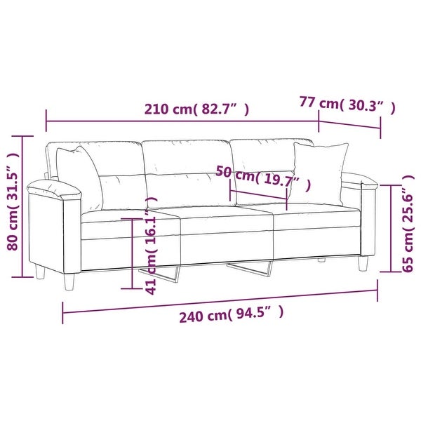 3-Seater Sofa with PillowsandCushions Light Gray 82.7