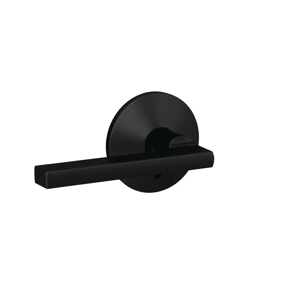 Schlage Custom Latitude Matte Black Combined Interior Door Handle with Kinsler Trim FC21 LAT 622 KIN