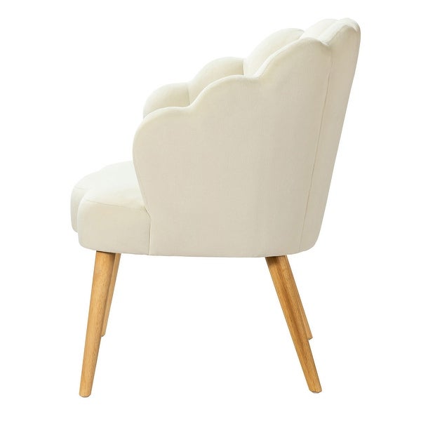 Eleanora Morden Scalloped Velvet Arm Chair with Tufted Back by HULALA HOME