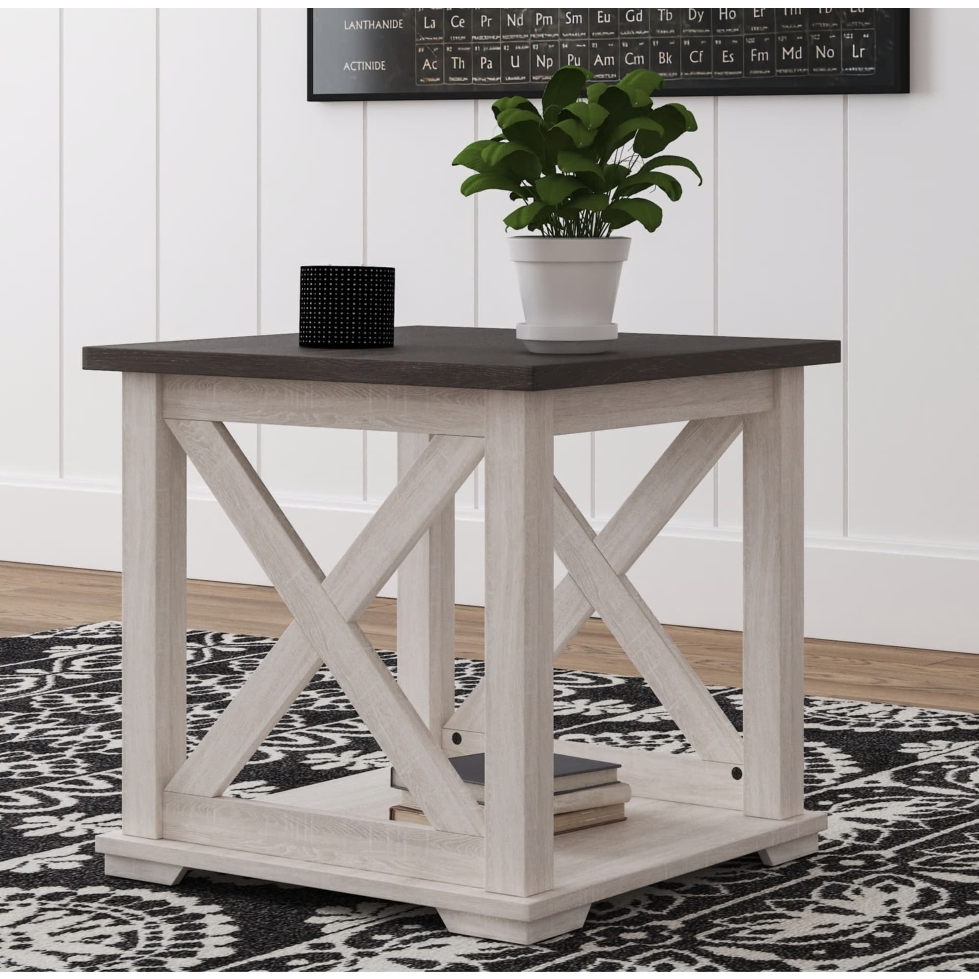 Dorrinson White/Brown Casual Square End Table