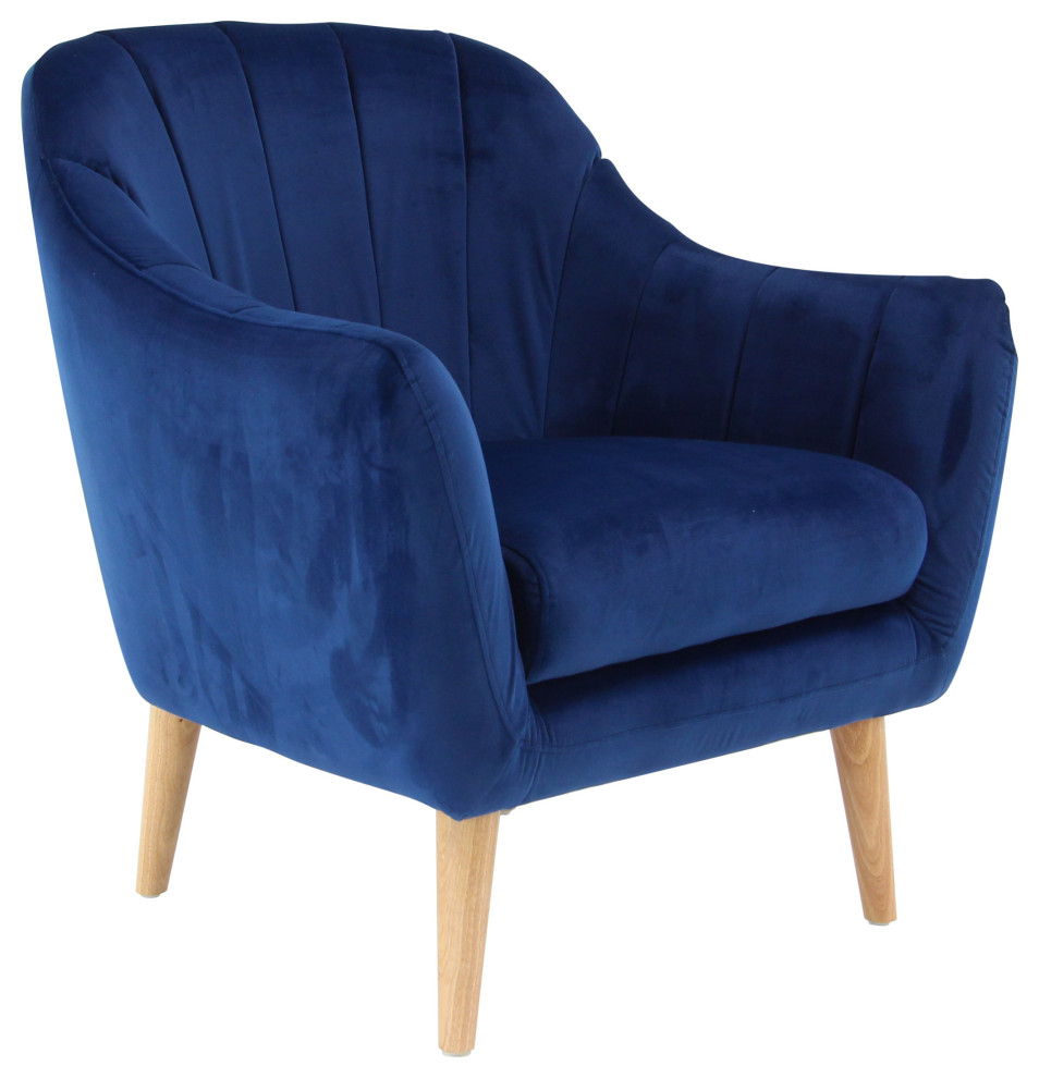 Blue Polyester and Wood Modern Accent Chair 38372   Midcentury   Armchairs And Accent Chairs   by Brimfield  ampMay  Houzz