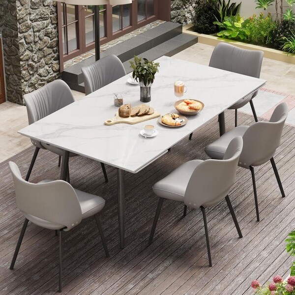 62.9in to 94.4in Outdoor Rectangular Sintered Stone Dining Table