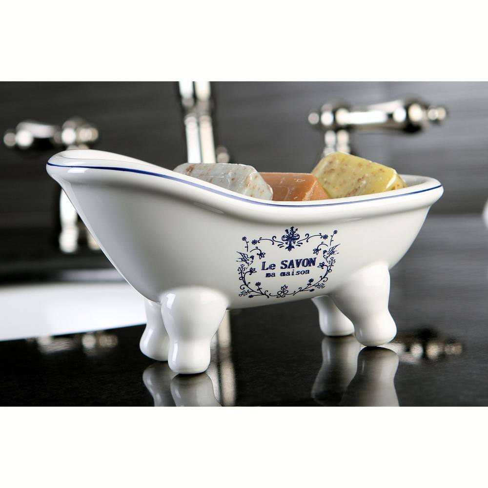 Kingston Brass Le Savon Slipper Claw Foot Tub Soap Dish in White HBATUBSSW