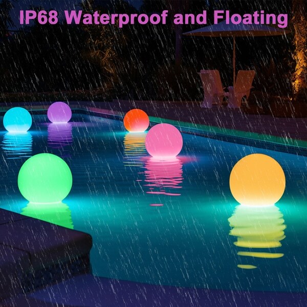 6 Pack RGB Color Changing LED Pool Ball Lights with Foldable Hook