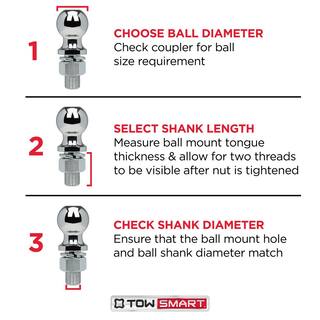 TowSmart Class 4 10000 lb. 2 in. Ball Diameter 1-14 in. Shank Diameter 2-12 in. Shank Length Chrome Trailer Hitch Ball 722