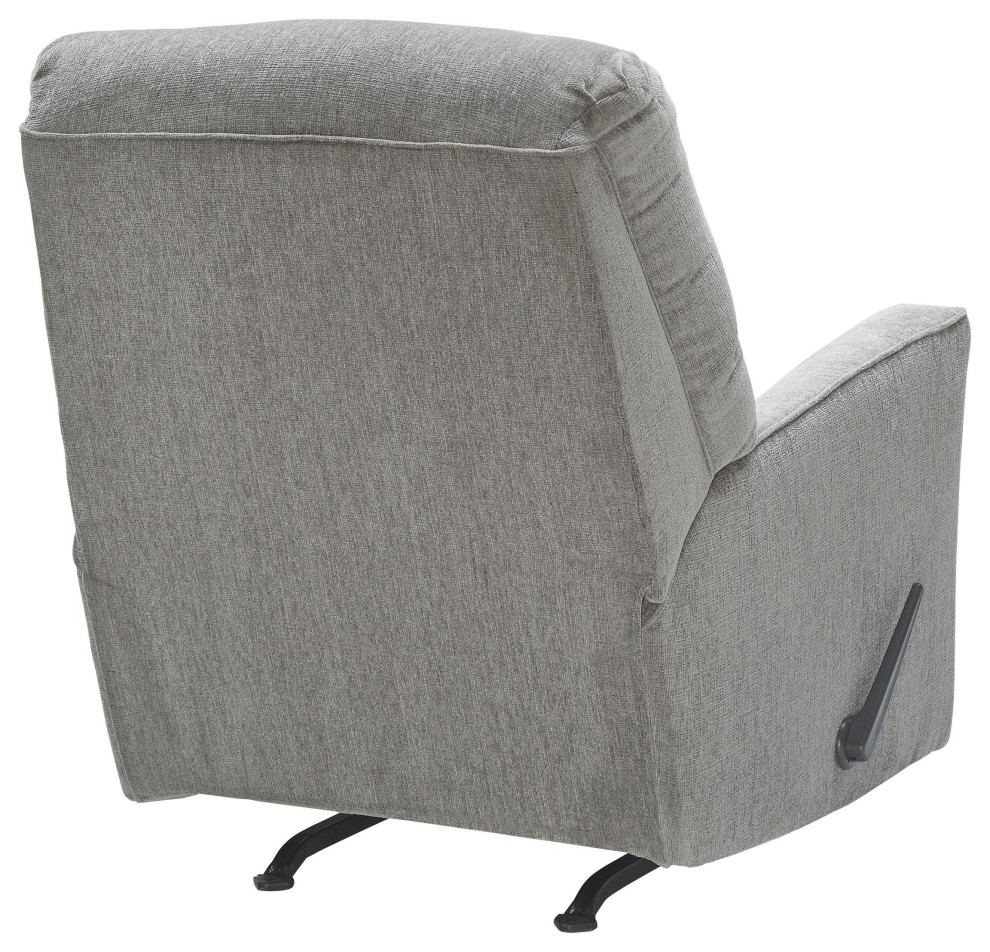 Benzara BM210739 Rocker Recliner With Track Armrests and Tufted Back  Gray   Transitional   Recliner Chairs   by VirVentures  Houzz