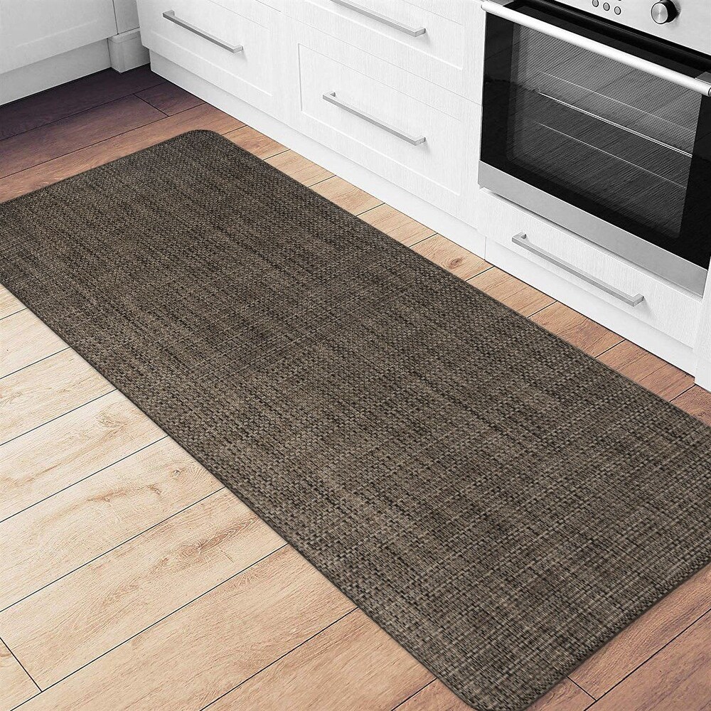 World Rug Gallery Textured Beige Anti fatigue Mat