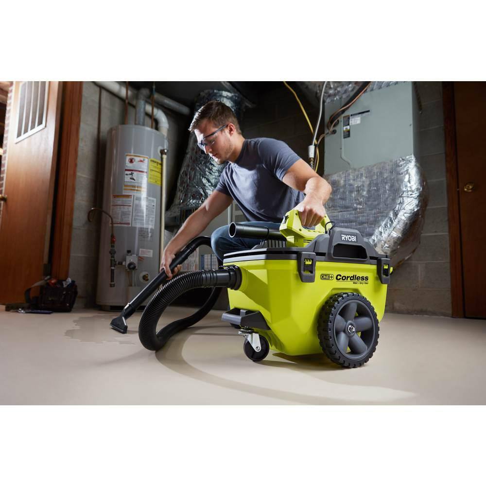 RYOBI ONE+ 18V 6 Gal. Cordless WetDry Vacuum (Tool Only) with Hose Crevice Tool Floor Nozzle and Extension Wand P770