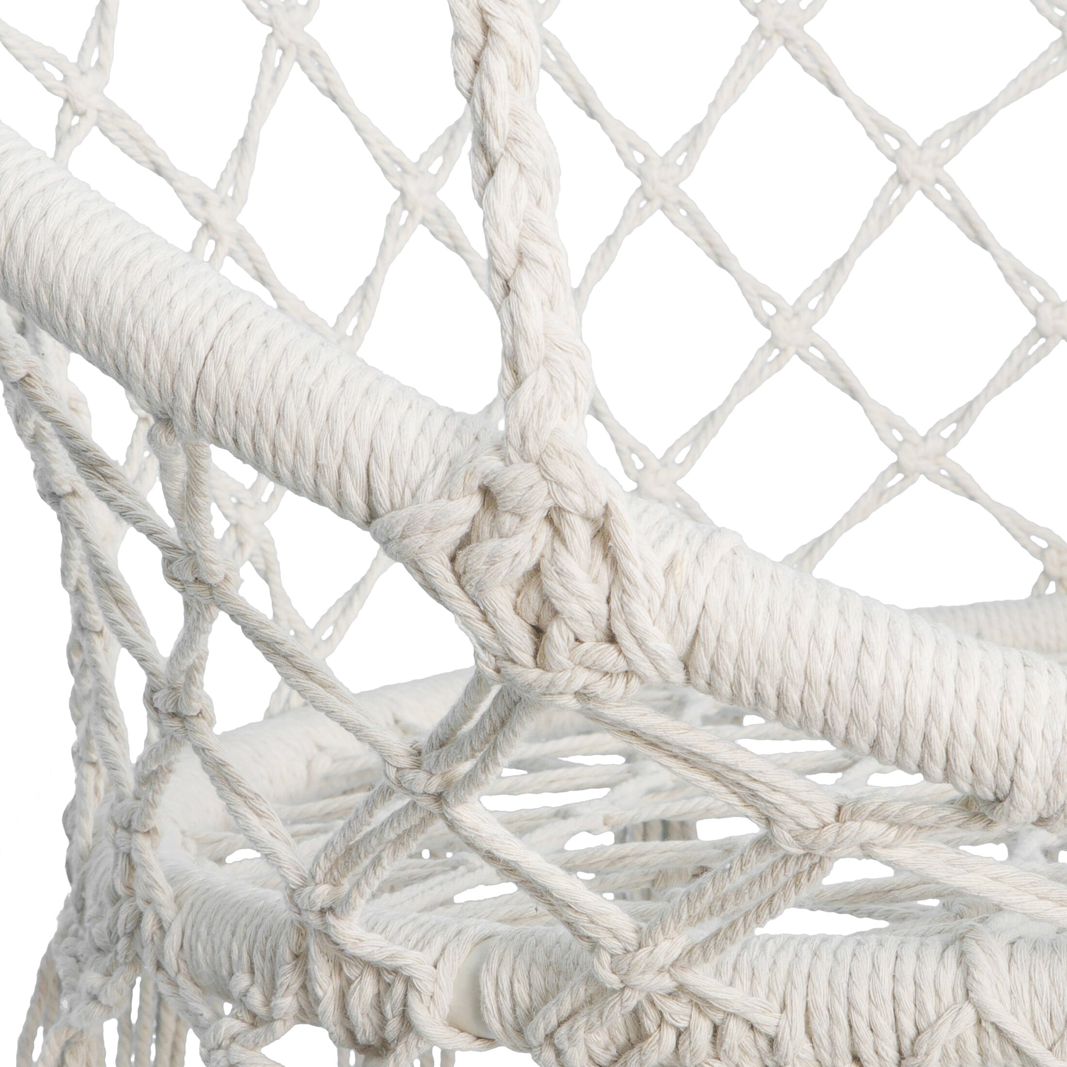 ZenSports  260lbs Hammock Chair Hanging Macrame Swing Cotton Rope - Indoor Outdoor Beige