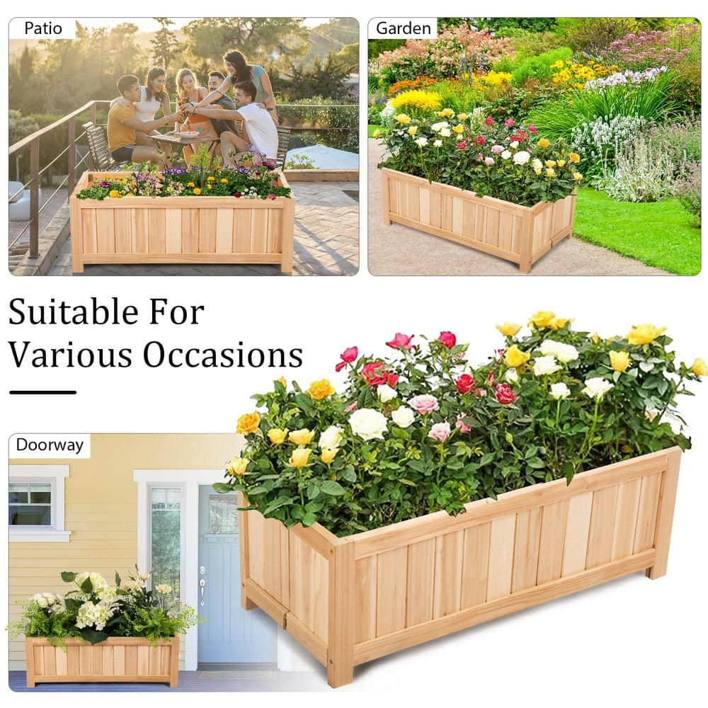 HONEY JOY 27.5 in. L x 12 in. W x 10 in. H Outdoor Wood Planter Raised Garden Bed Elevated Planter Box Kit TOPB005661