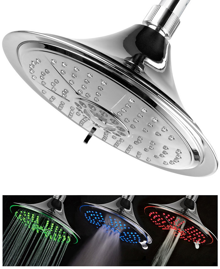 HotelSpa Hotel Spa 8 Inch 5-Setting Rainfall LED Shower Head with Color-Changing Temperature Sensor