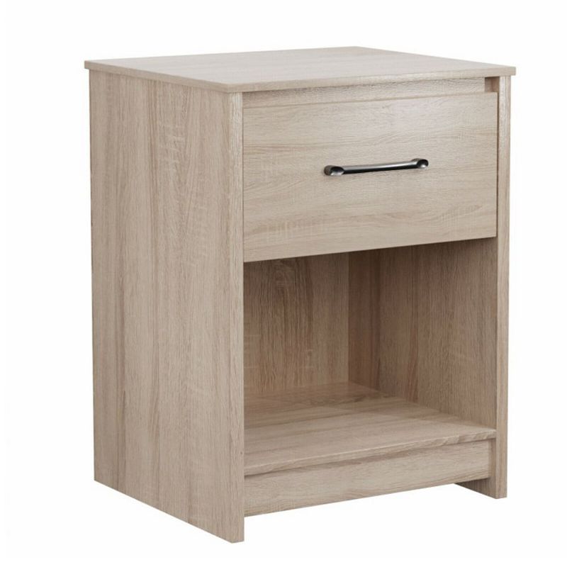 Hivago Wooden Nightstand with Drawer and Open Storage Compartment