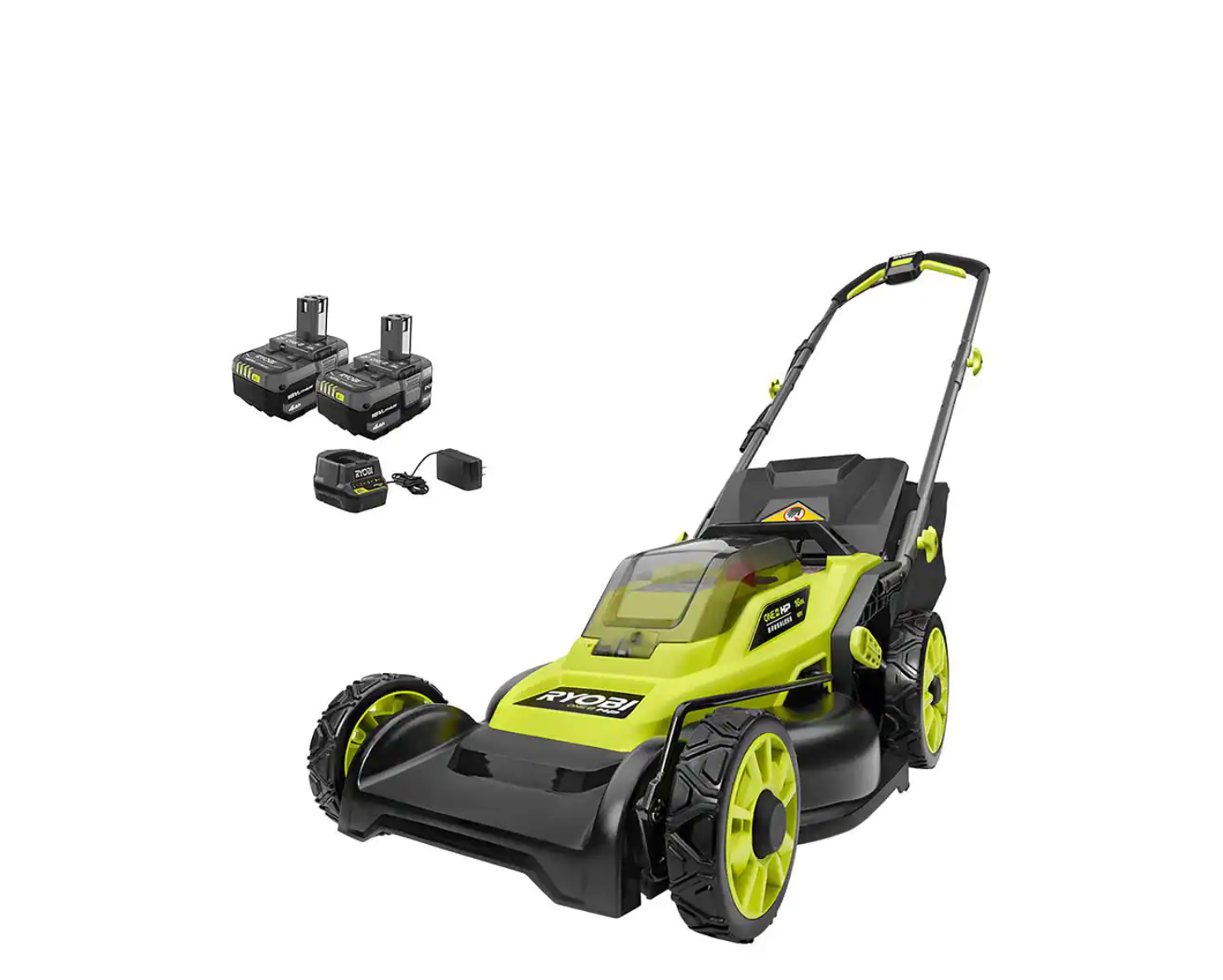 RYOBI P1190VNM ONE+ HP 18V Brushless 16 in. Cordless Battery Walk Behind Push Lawn Mower with (2) 4.0 Ah Batteries and (1) Charger