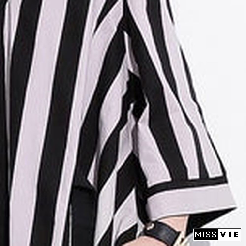 fashion striped cotton caftans Loose fitting tie waist cotton maxi dress fine v neck cotton caftans