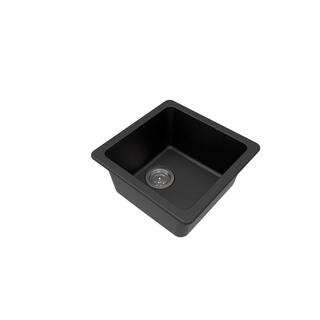 Winpro Black Granite Composite 17 in. Dual Mount Bar Sink WGSBL301