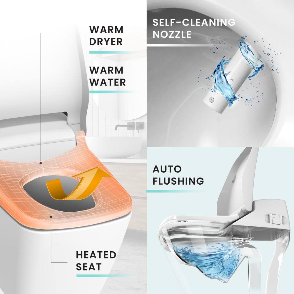 VOVO Stylement Tankless Smart One Piece Bidet Toilet Square in White Auto Flush Heated Seat PB-101S