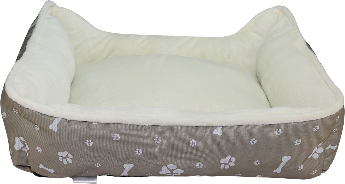 HappyCare Textiles Durable Printed Oxford Plush Bolster Cat and Dog Bed