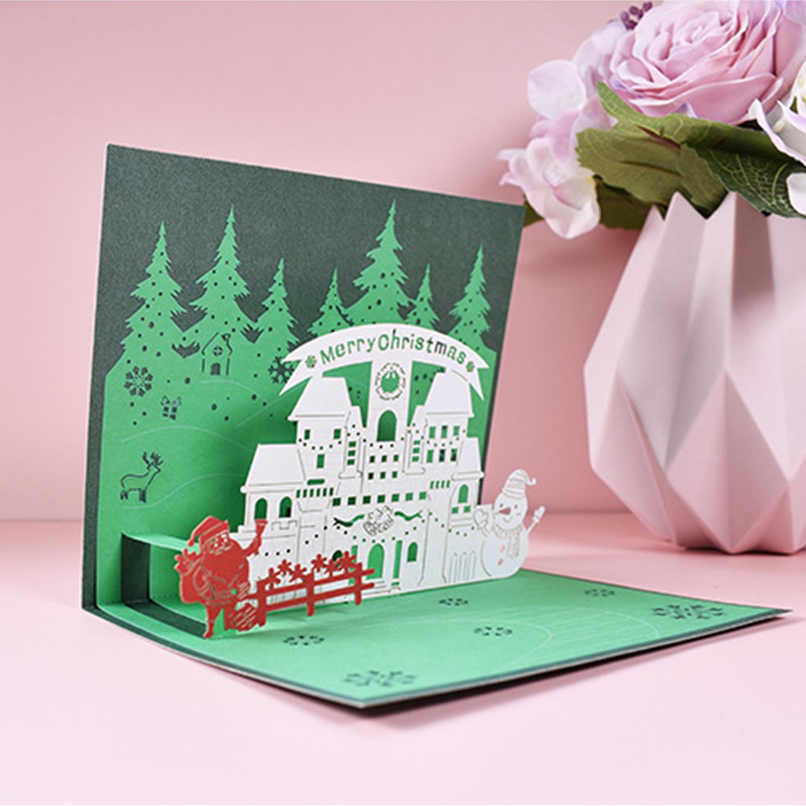 3d Pop Up Christmas Cards Greeting Holiday Cards With Envelope Xmas Decoration Ornament Xmas New Year Holiday Festivals Gift