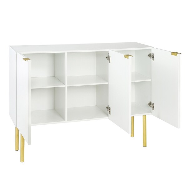 Modern Simple Sideboard Console Table with Gold Metal Legs and Handles