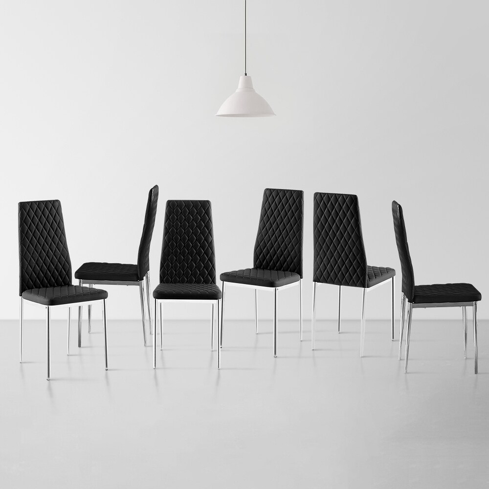 Modern Simple Dining Chairs with Metal Pipe Legs Set Of 4/6