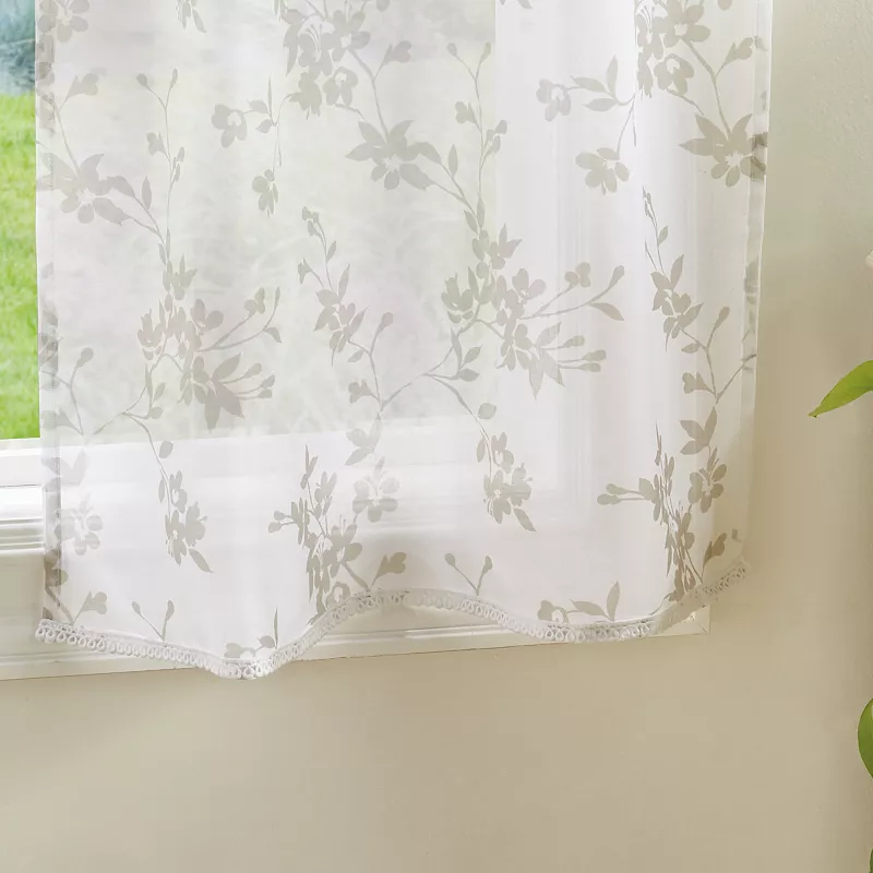 Martha Stewart Bellefield Floral Rod Pocket Tier and Valance Window Curtain Panels