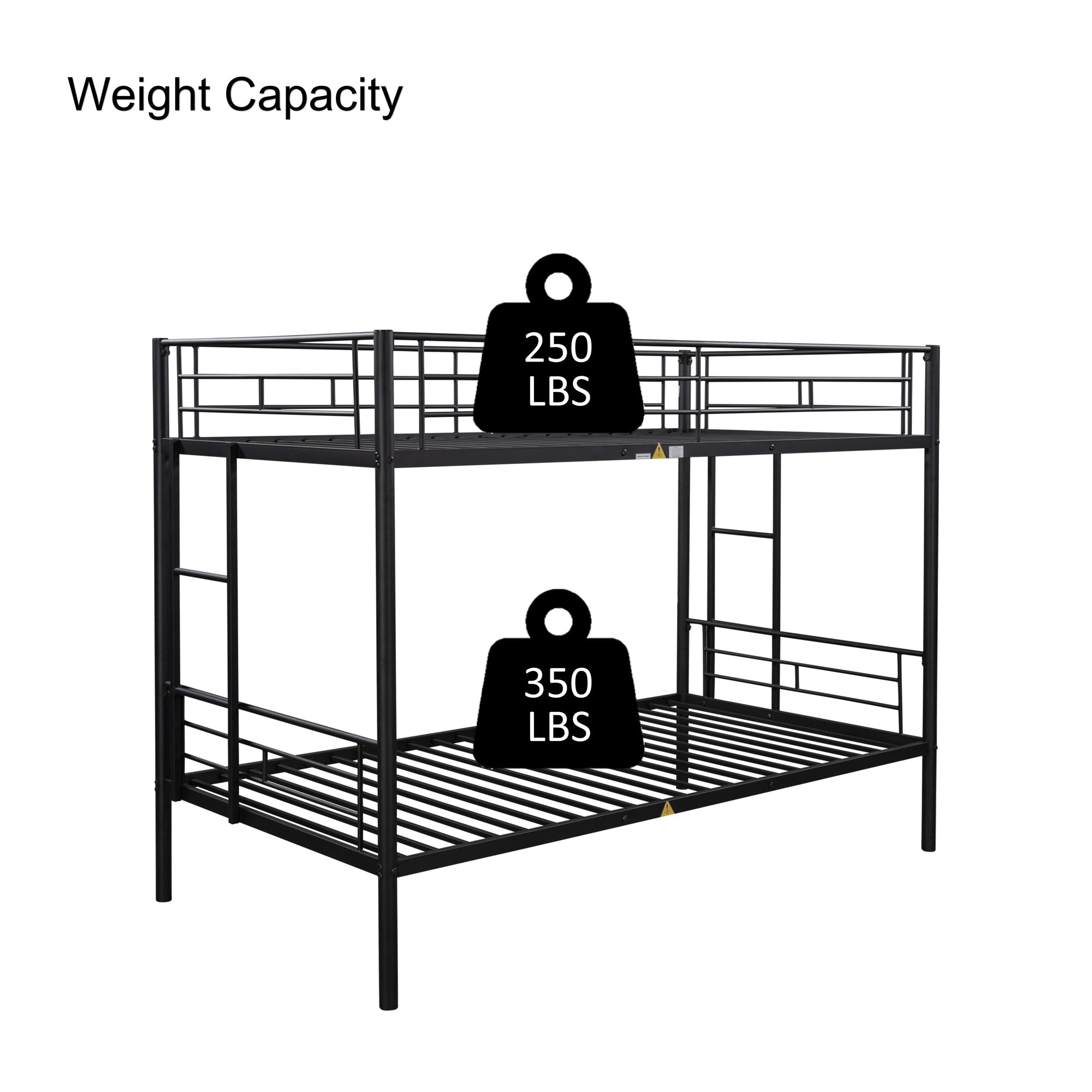 Bunk Bed with Ladder, SESSLIFE Metal Bunk Beds with Guardrail for Boys Girls Toddlers, Black Twin Over Twin Bunk Bed, Kids Bunk Bed for Home Children’s Room, TE838