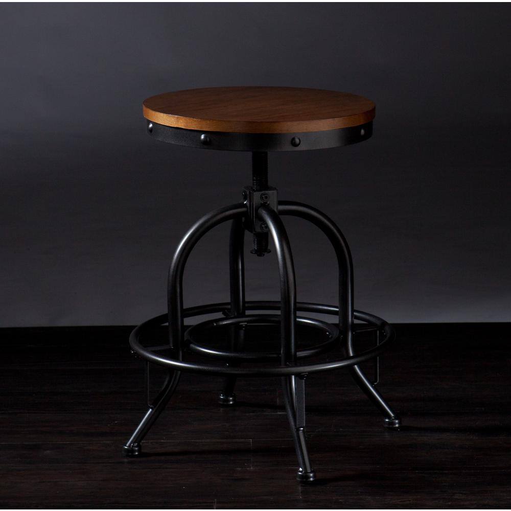 Southern Enterprises Christopher Industrial Adjustable Height Black Bar Stool HD864365