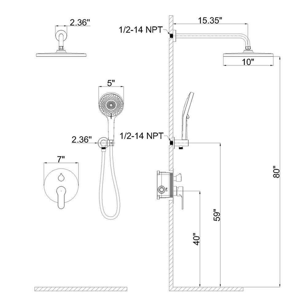 GIVING TREE 4-Spray Patterns Pressure-boosting 10 in. Rain Head with 5 in. Handheld Shower Head in Brushed Nickel（Valve not include) HDFFBT701PJ-NS