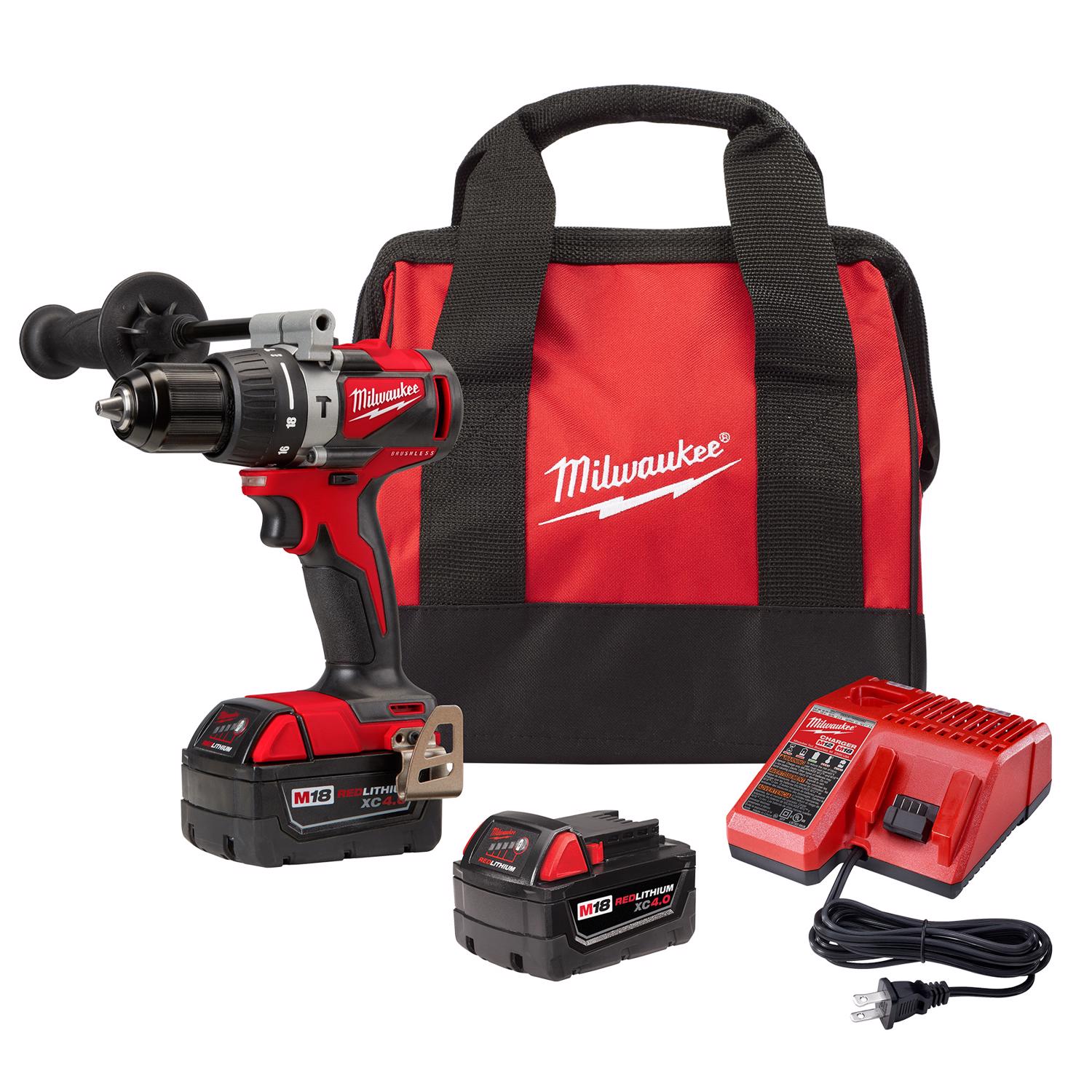 MW M18 18 V 1/2 in. Brushless Cordless Hammer Drill Kit (Battery \u0026 Charger)