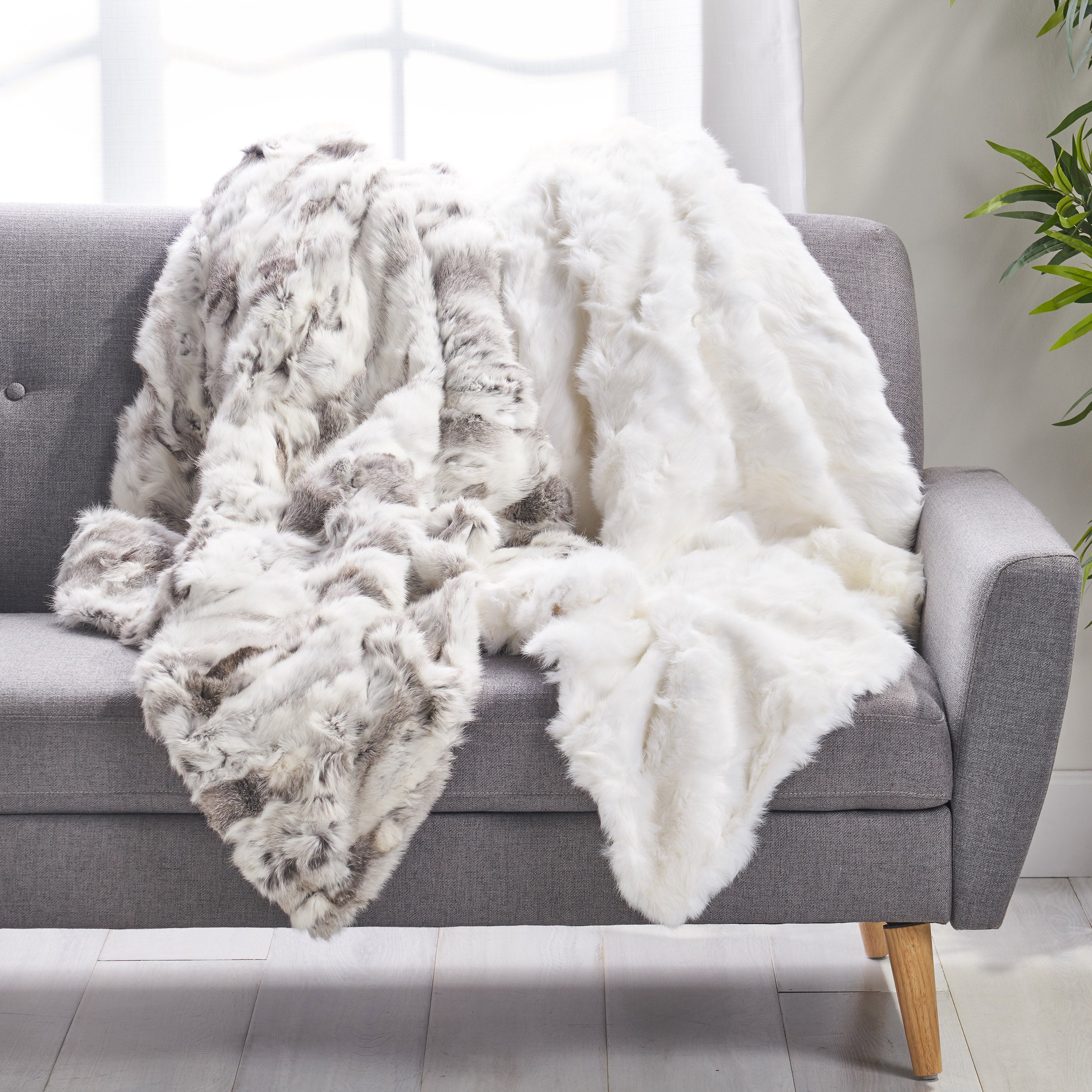 Lauren Glam Fur Throw Blanket