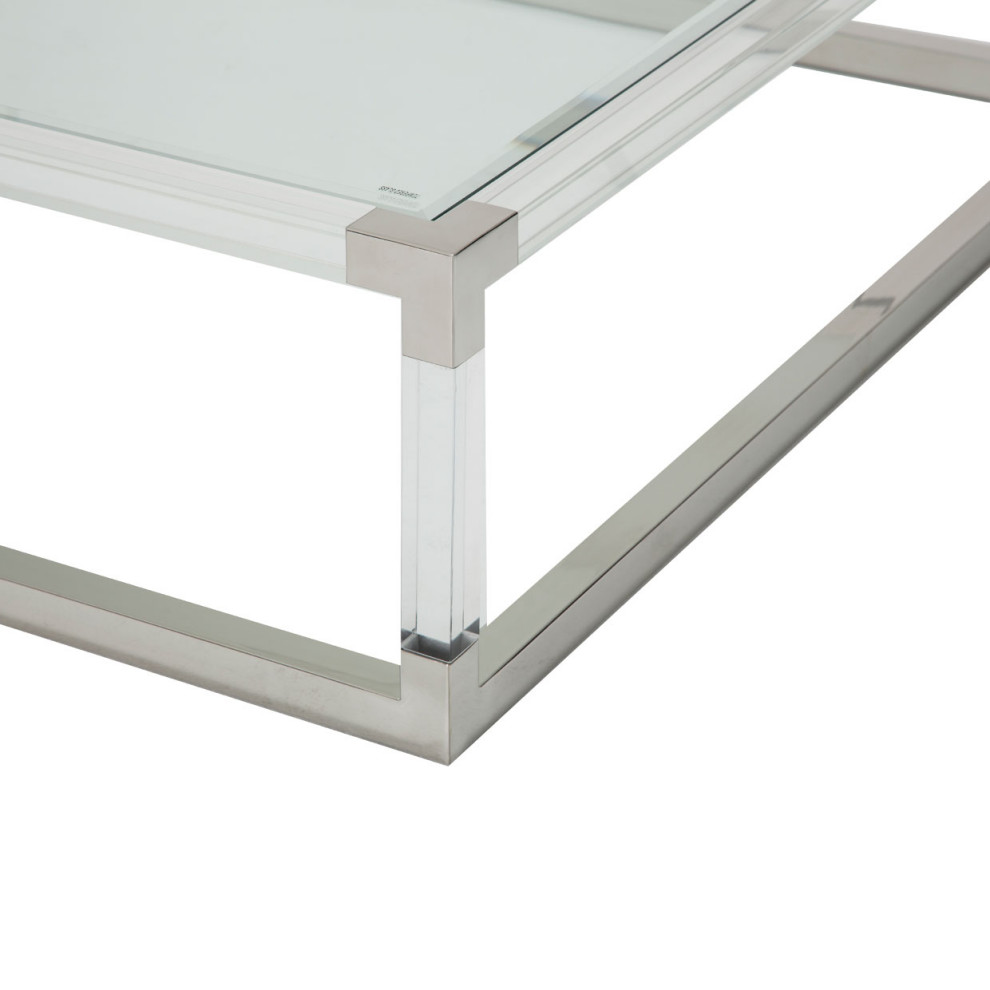 State St. Square Cocktail Table   Glass/Stainless Steel   Contemporary   Coffee Tables   by HedgeApple  Houzz