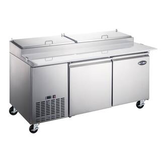 SABA 67.25 in. W 16 cu. ft. Commercial Pizza Prep Table Refrigerator Cooler in Stainless Steel SPP-67-9