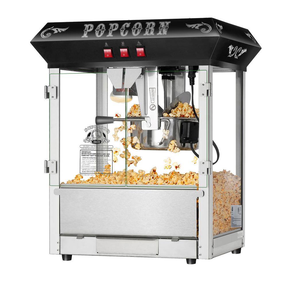 8 oz. Hot and Fresh Countertop Style in Black Popcorn Popper Machine-Makes Approx. 3 Gallons Per Batch 941194XLX