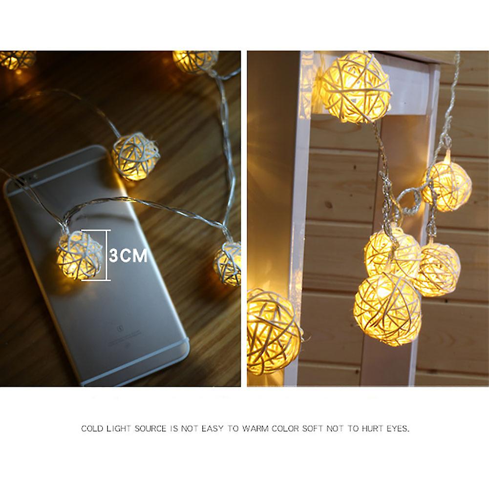 20LED Rattan Ball String Lights Romantic Decorative Fairy Light for Outdoor Indoor