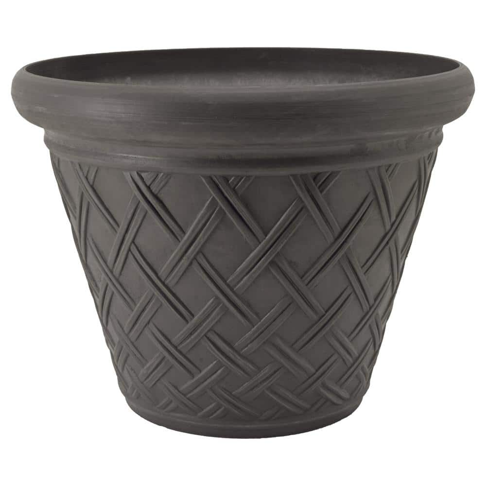 Arcadia Garden Products Basket Weave 18 in. x 14 in. Dark Charcoal PSW Pot MB46DC