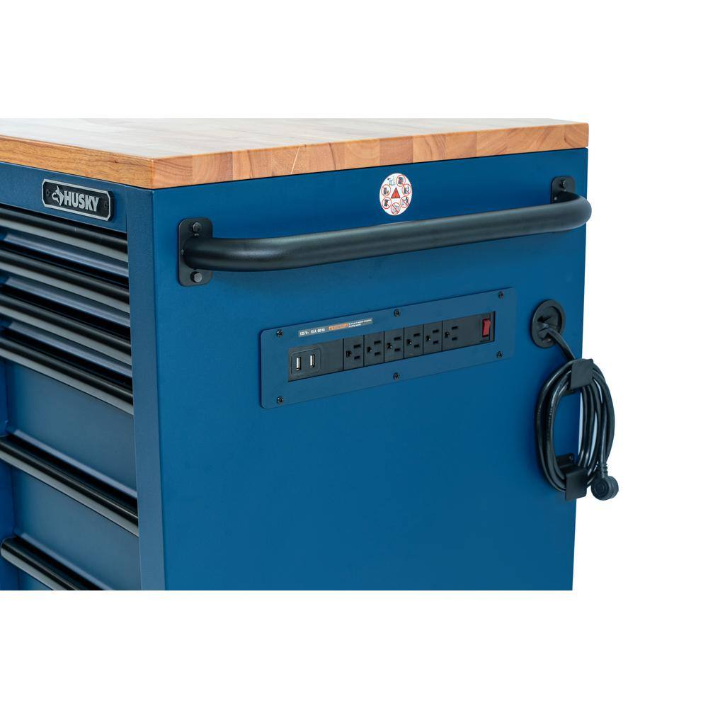 Husky HD 84 in. x 24 in. D 22-Drawer Matte Blue Mobile Workbench Cabinet HOTC8422BL2M