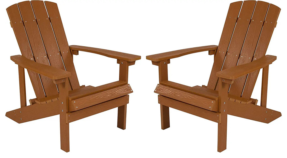 2 Pack Classic Adirondack Chair  Slated Seat  ampVertical Lattice Back   Transitional   Adirondack Chairs   by Decor Love  Houzz