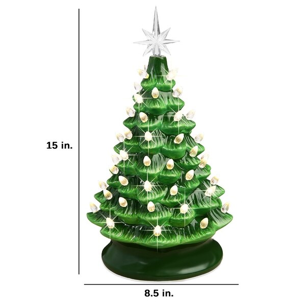 PreLit Ceramic Tabletop Christmas Tree with Lights