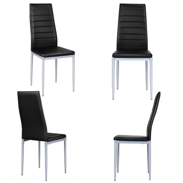 4 pcs PVC Leather Dining Side Chairs Elegant Design - 16.0