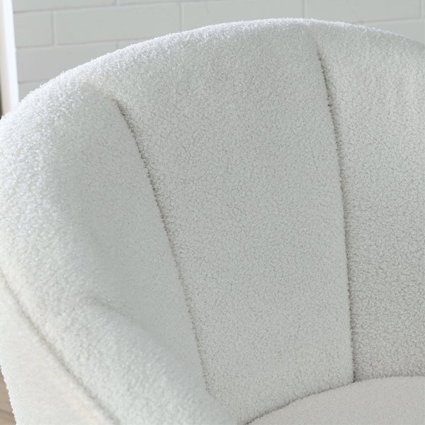 Modern Accent Swivel Chair in Teddy Fabric with Deep Channel Tufting - 29