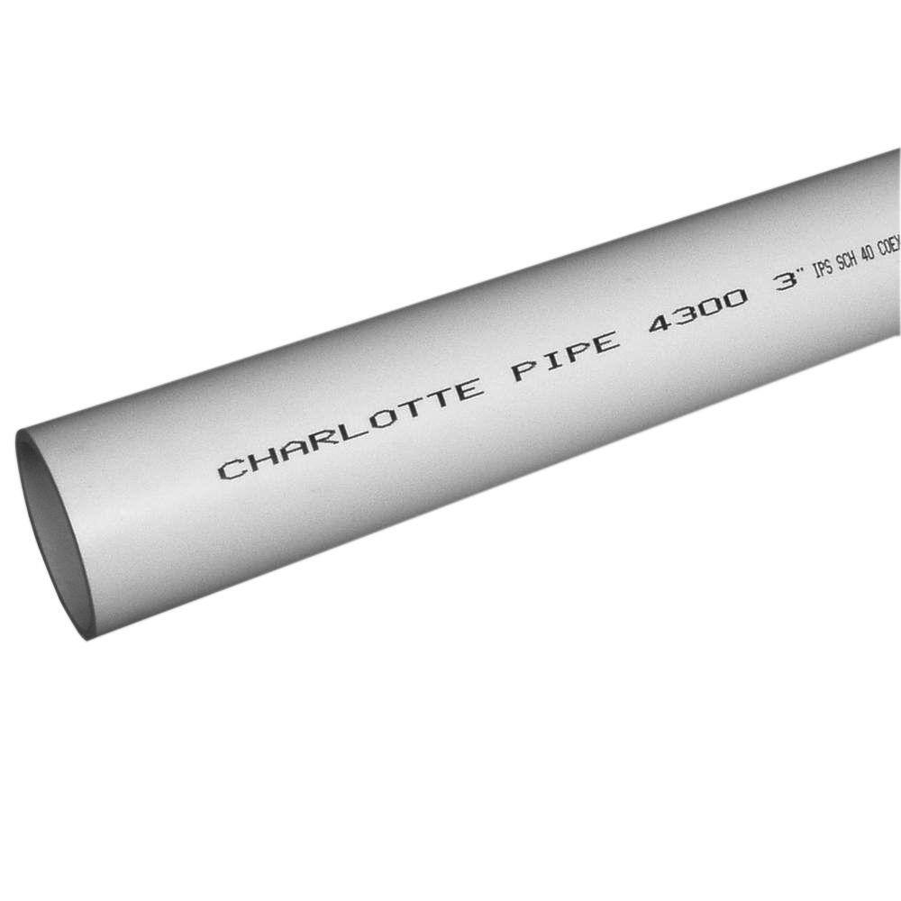 Charlotte Pipe 3 in. x 10 ft. PVC Schedule 40 Foam-Core DWV Pipe PVC 04300  0600