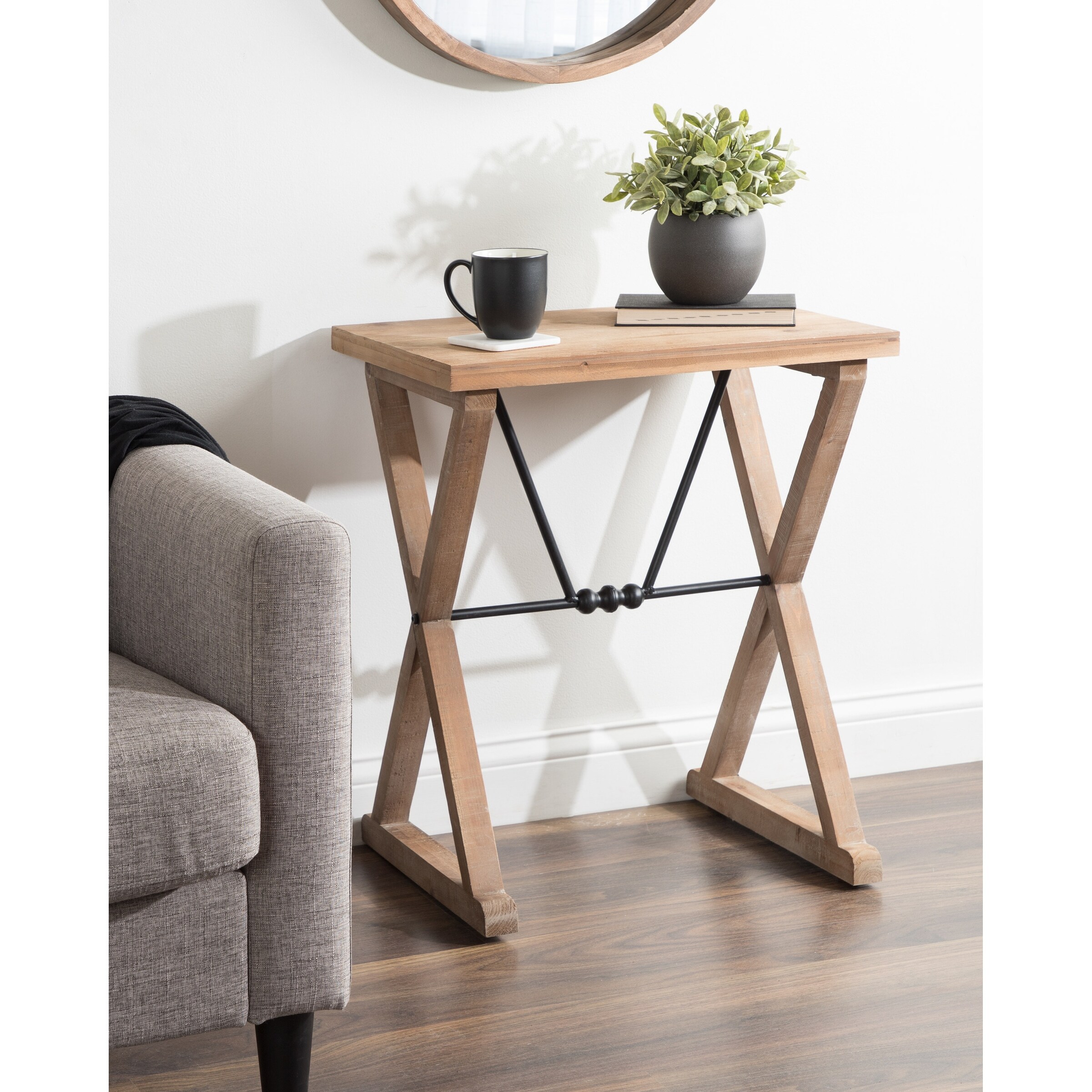 Kate and Laurel Travere Wood and Metal Side Table - 22x14x26