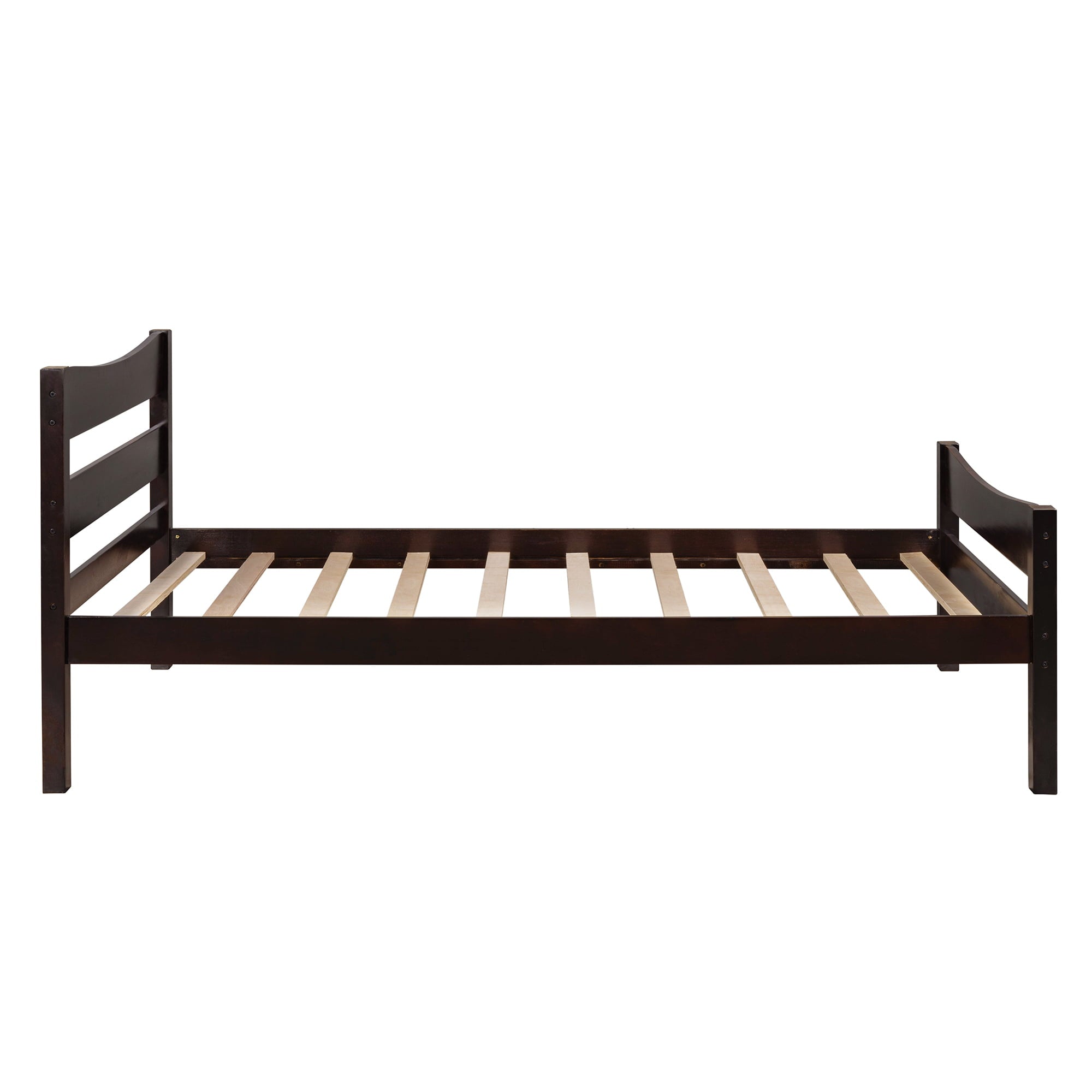 BTMWAY Wood Twin Bed Frame for Kids Adults, Solid Wood Platform Bed Frame with Headboard and Footboard, Modern Twin Size Bed Frame with Wooden Slats Support, No Box Spring Needed, Espresso