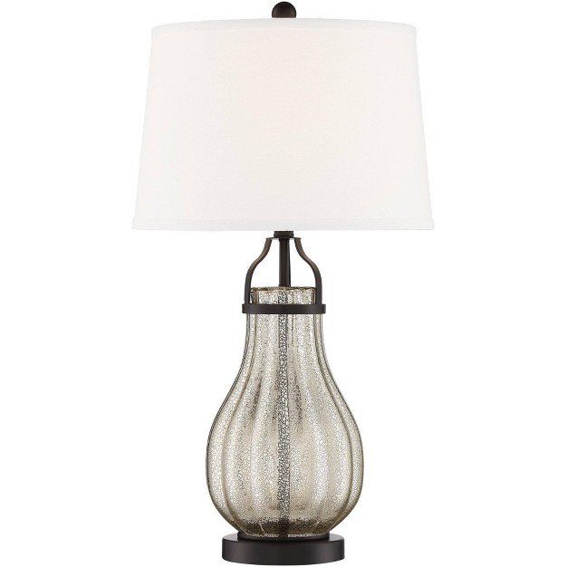 Tall Oil Rubbed Bronze Fluted Mercury Glass White Drum Shade For Bedroom Living Room