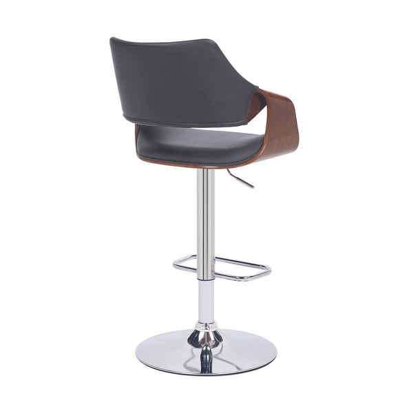 Aspen Adjustable Swivel Faux Leather and Wood Bar Stool with Metal Base