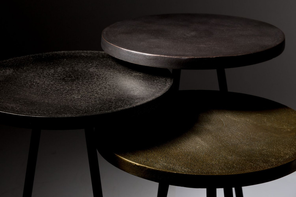 Metal Trio End Table Set (3)  Dutchbone Alim   Midcentury   Side Tables And End Tables   by Luxury Furnitures  Houzz