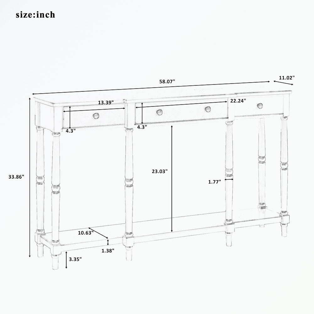 Solid Wood Console Table  with Storage Shelf and Drawer