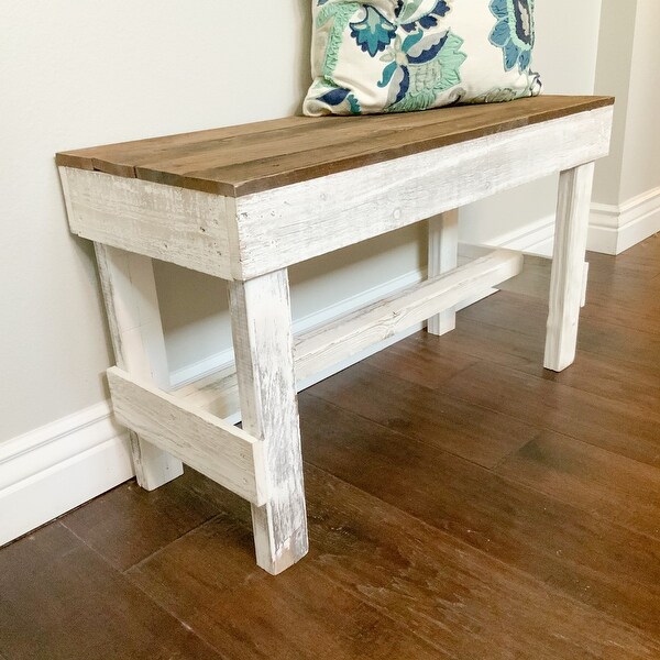 Wood Bench， Natural and White